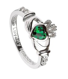 May Birthstone Claddagh Ring