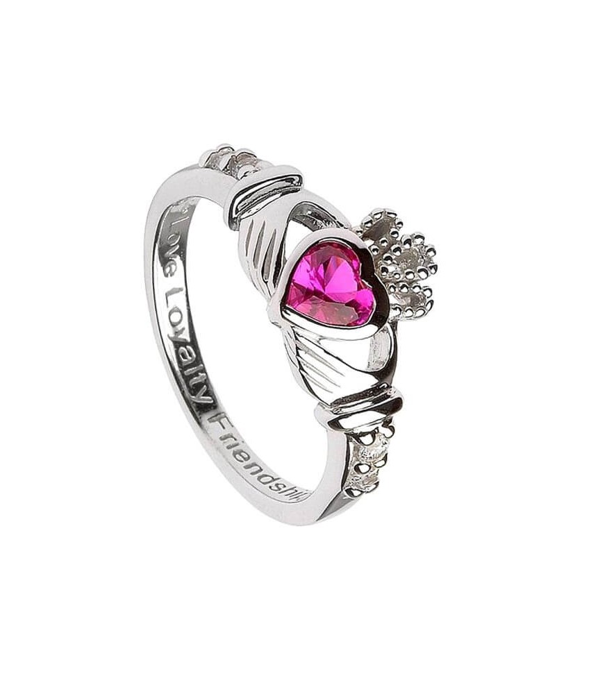 Juillet pierre de naissance Claddagh Anneau - Argent