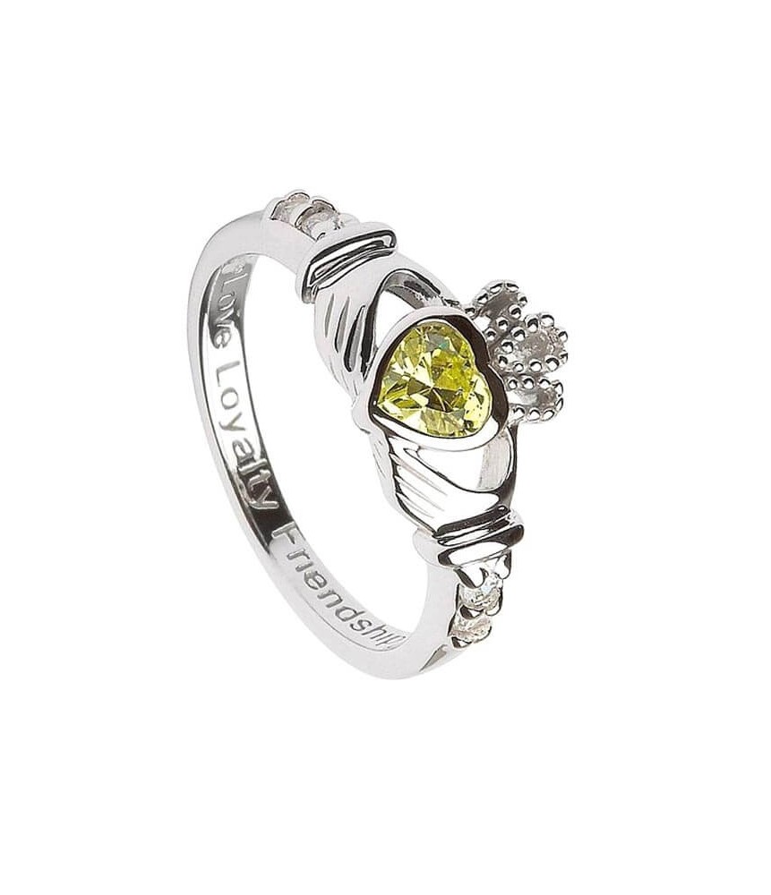 August Geburtsstein Claddagh Ring - Silber