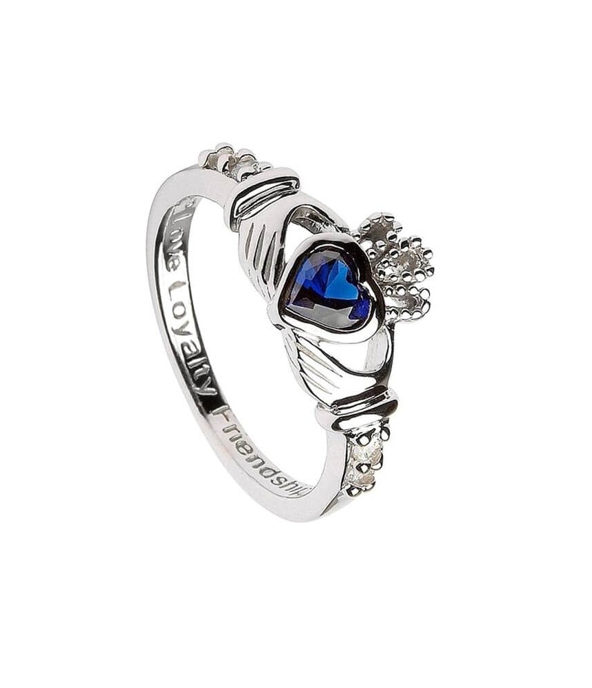 September Birthstone Claddagh Ring - Silver