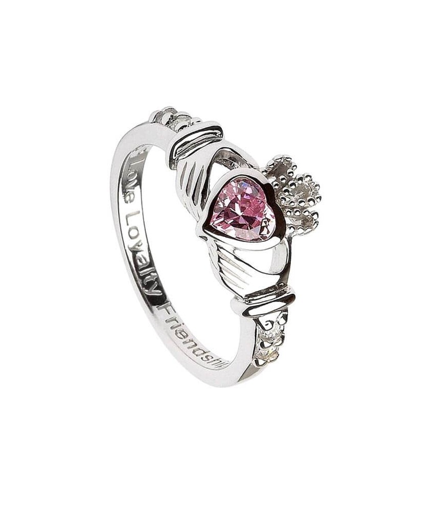 October Birthstone Claddagh Ring - Silver