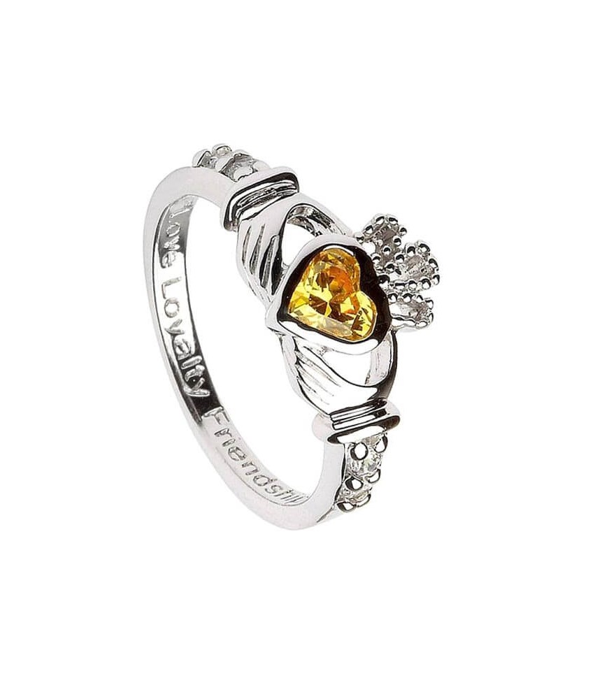 November Birthstone Claddagh Ring - Silver