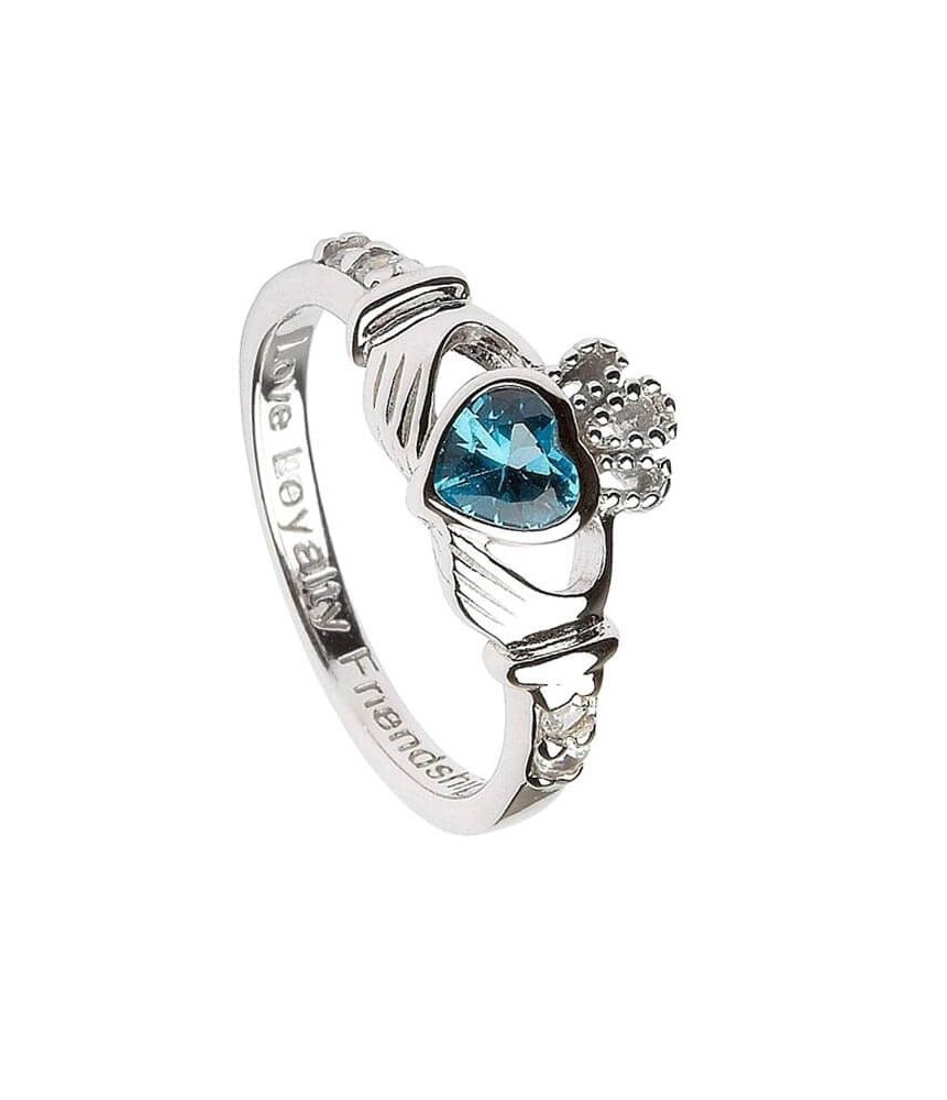 December Birthstone Claddagh Ring - Silver