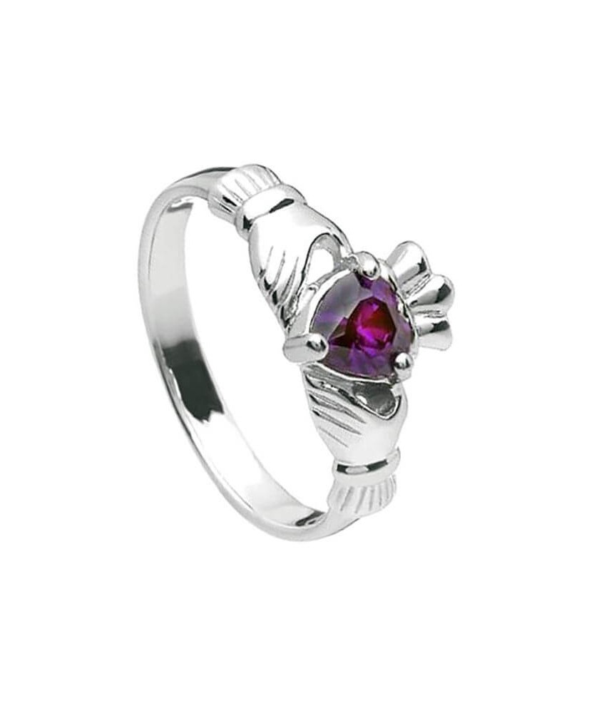 February Claddagh Ring - Silver