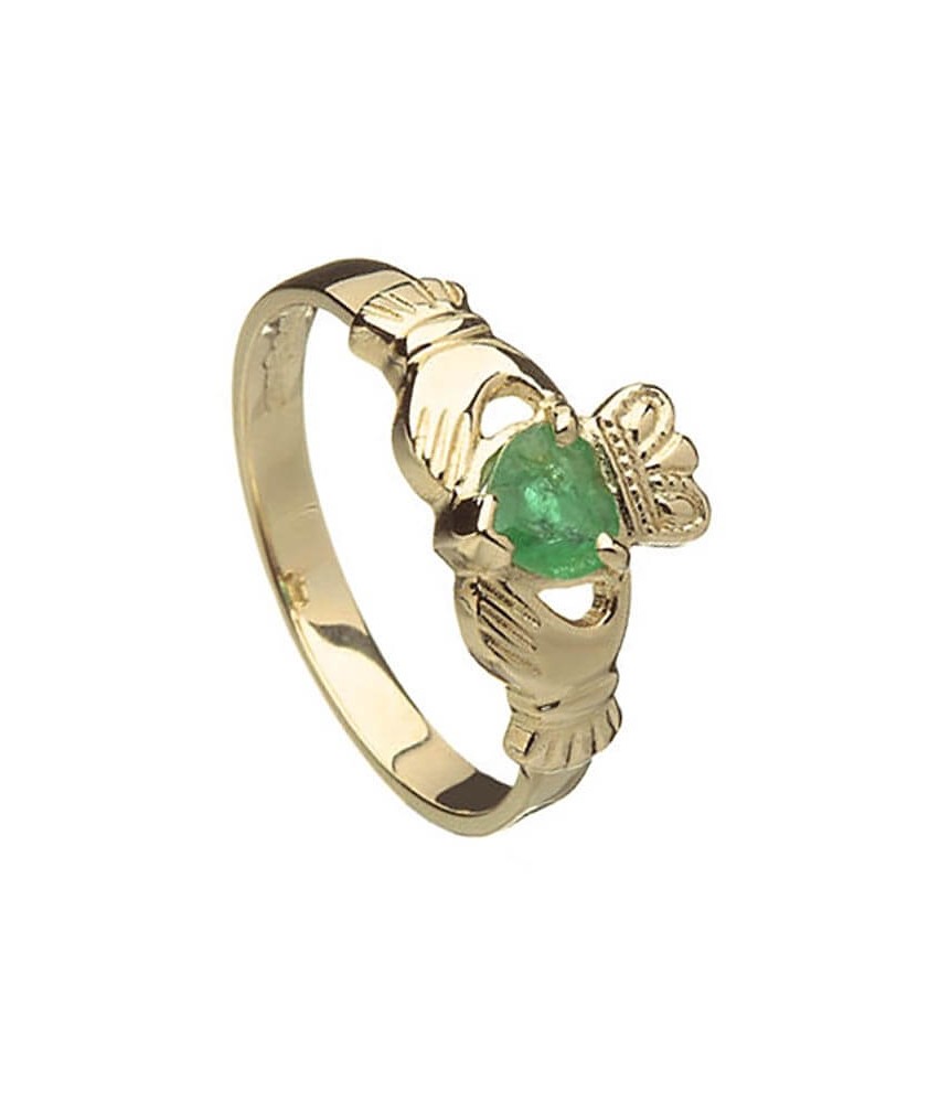 Bague Claddagh pour femme avec coeur émeraude