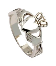 Claddagh pour femme avec des nœuds de trinité - Argent ou or blanc