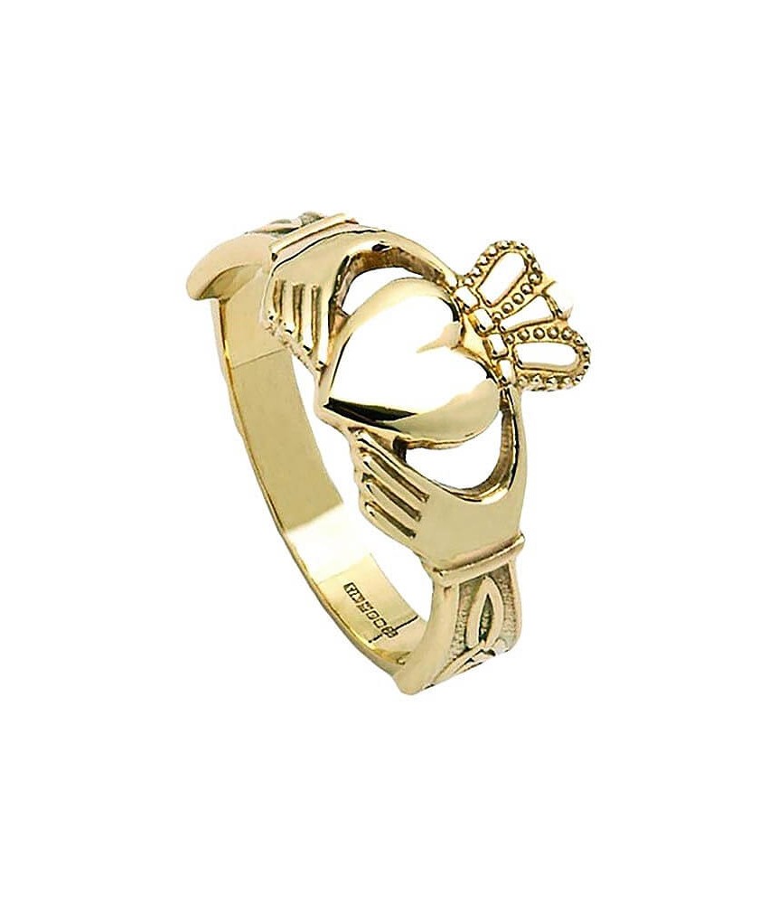 Claddagh pour homme avec noeuds Trinité - Or jaune