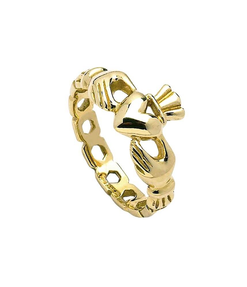 Damen Kettenglied Claddagh Ring - Gelbes Gold