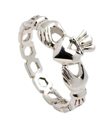 Damen Kettenglied Claddagh Ring - Silber