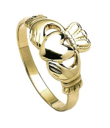 Mens Big Claddagh Ring - Yellow Gold