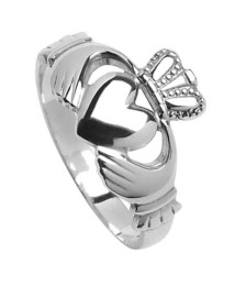 Bague grande Claddagh pour homme - Argent