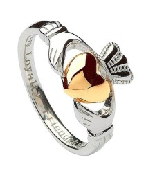 Bague Claddagh en argent avec coeur en or 10K