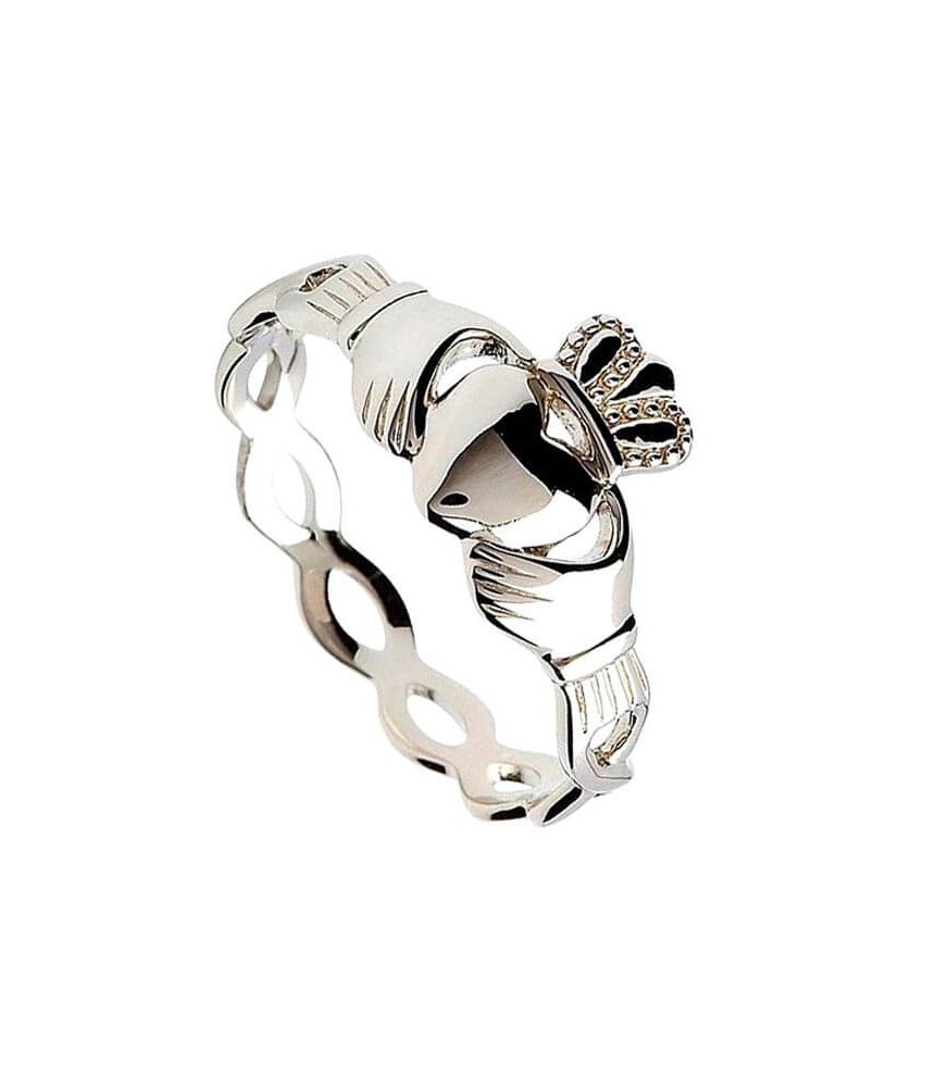 Silberner Claddagh Ring mit gedrehtem Schaft