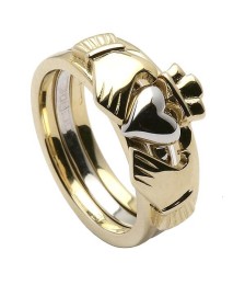 Drei Stück Gold Claddagh Ring - Gelbes und weißes Gold