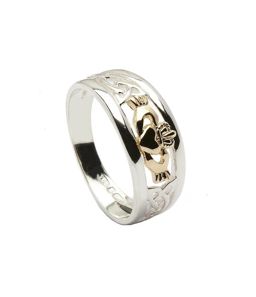 Dreifaltigkeitsknoten Claddagh Ring - Silber und Gold