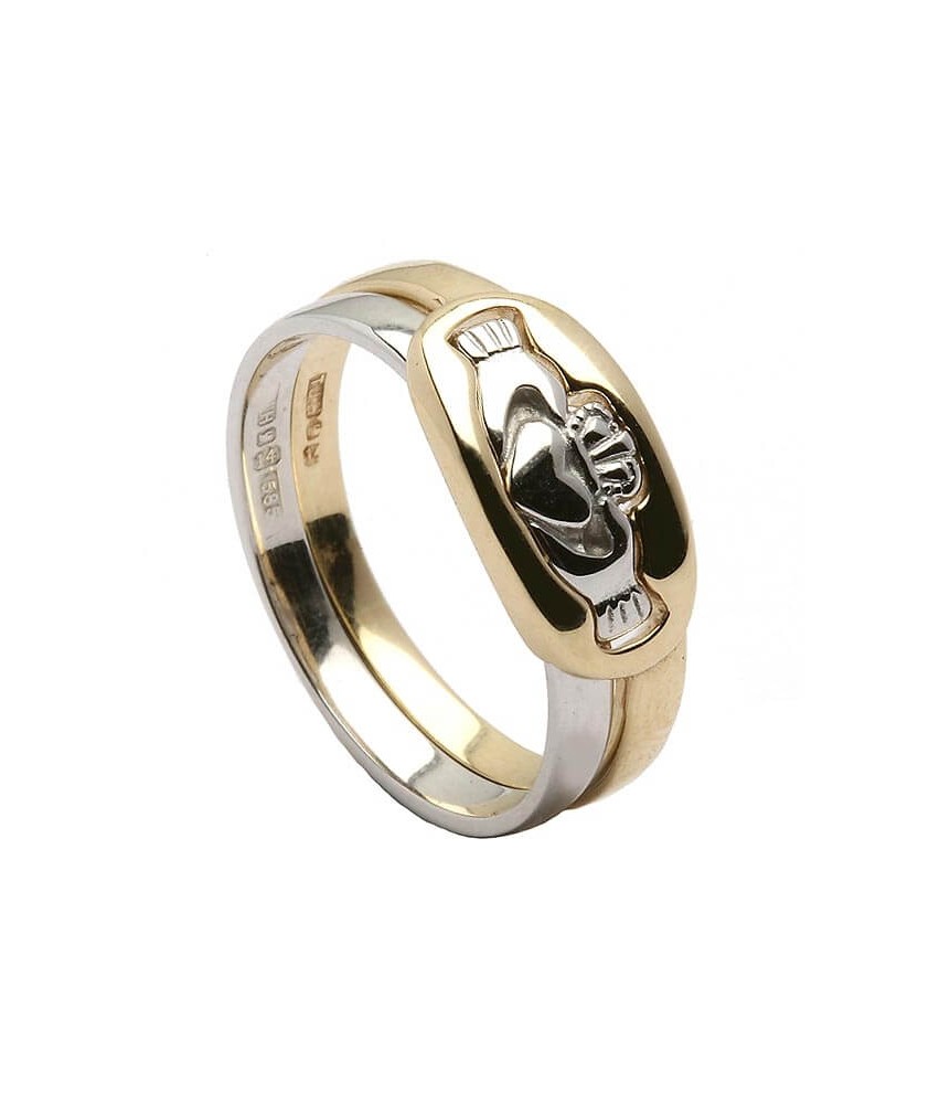 Bague Claddagh en deux pièces - Or jaune et blanc