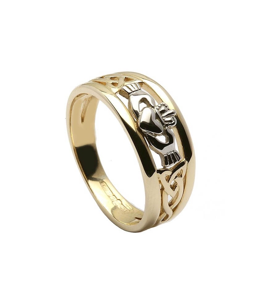 Two Tone Trinity Claddagh Ring - Gold