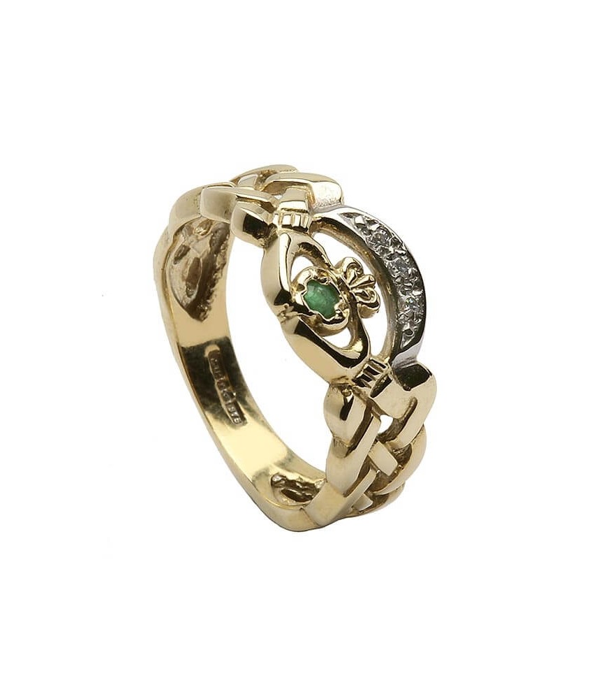 Bague Claddagh de style solide - Or jaune