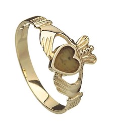 Gold Claddagh mit Connemara Marmor