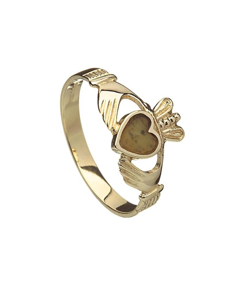 Gold Claddagh with Connemara Marble