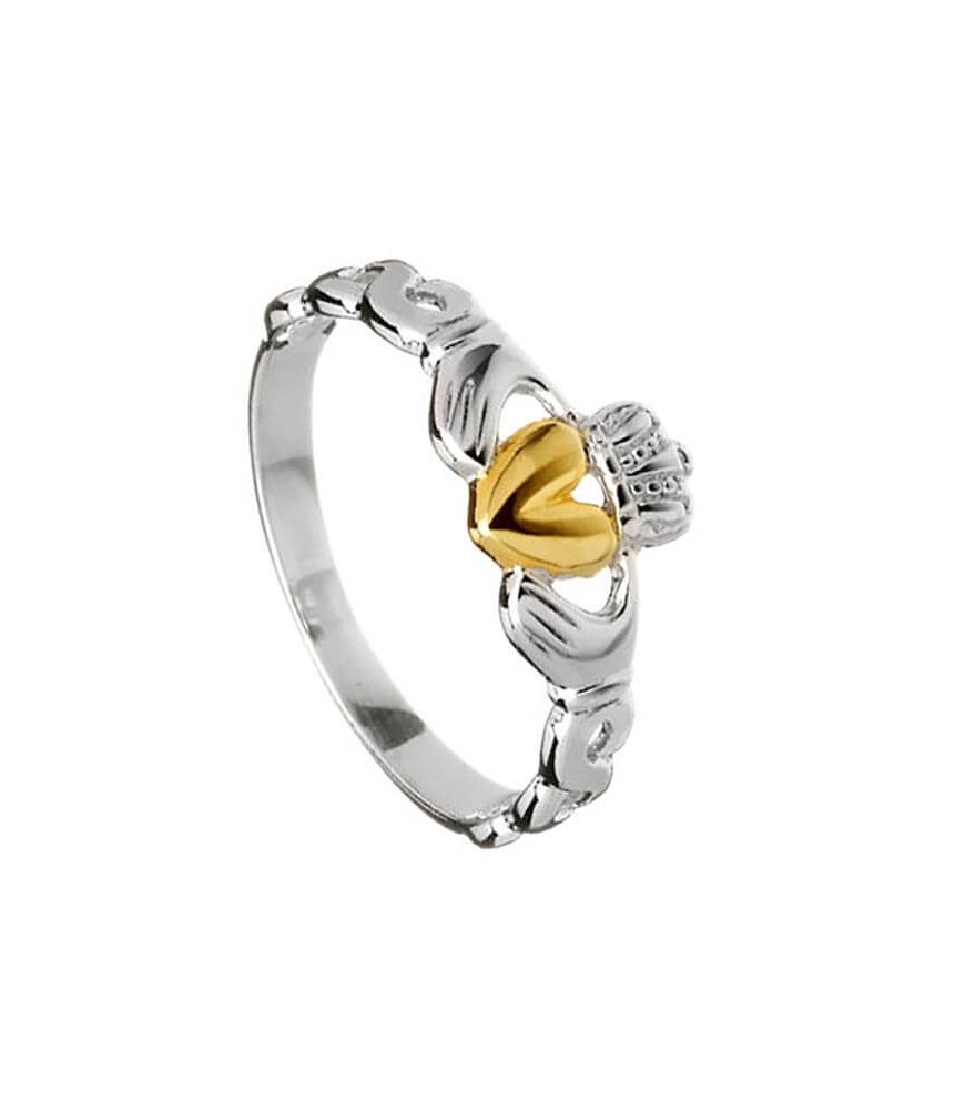 Silberner Claddagh mit keltischem Knoten