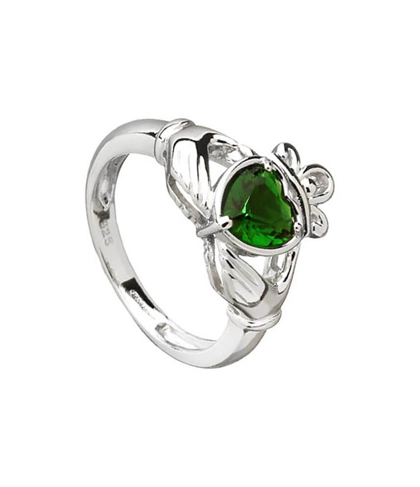 Green Zirconia Claddagh Ring