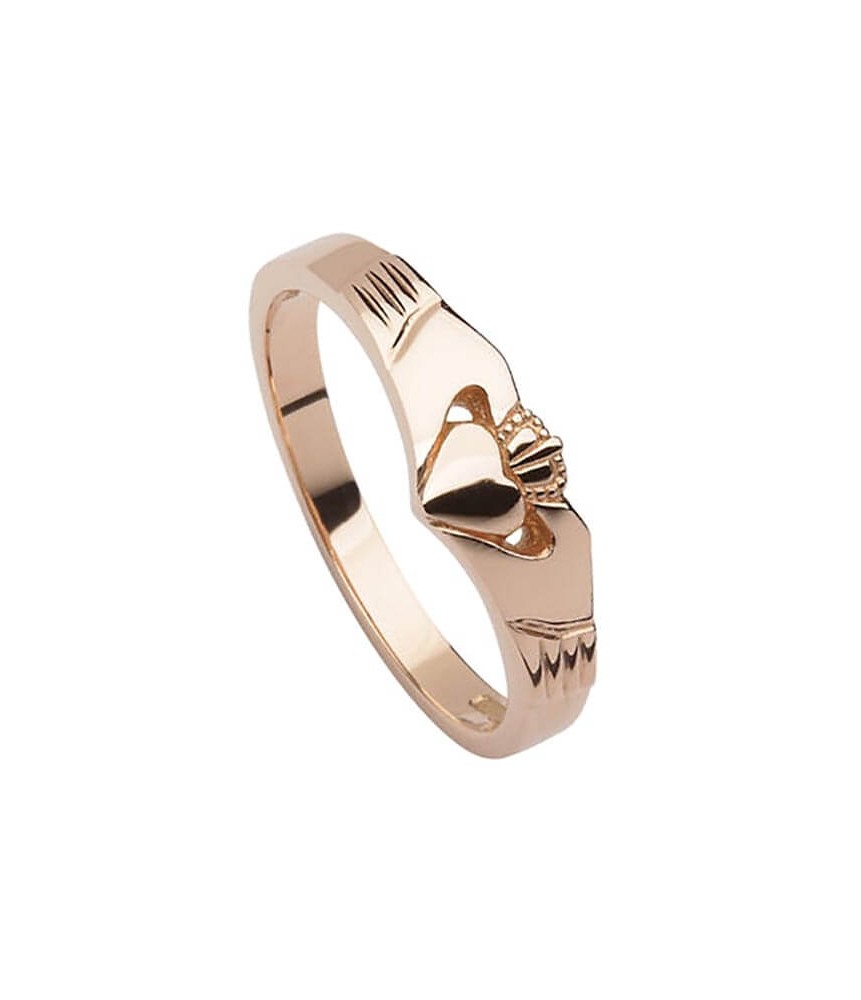 Modern Rose Gold Claddagh Ring