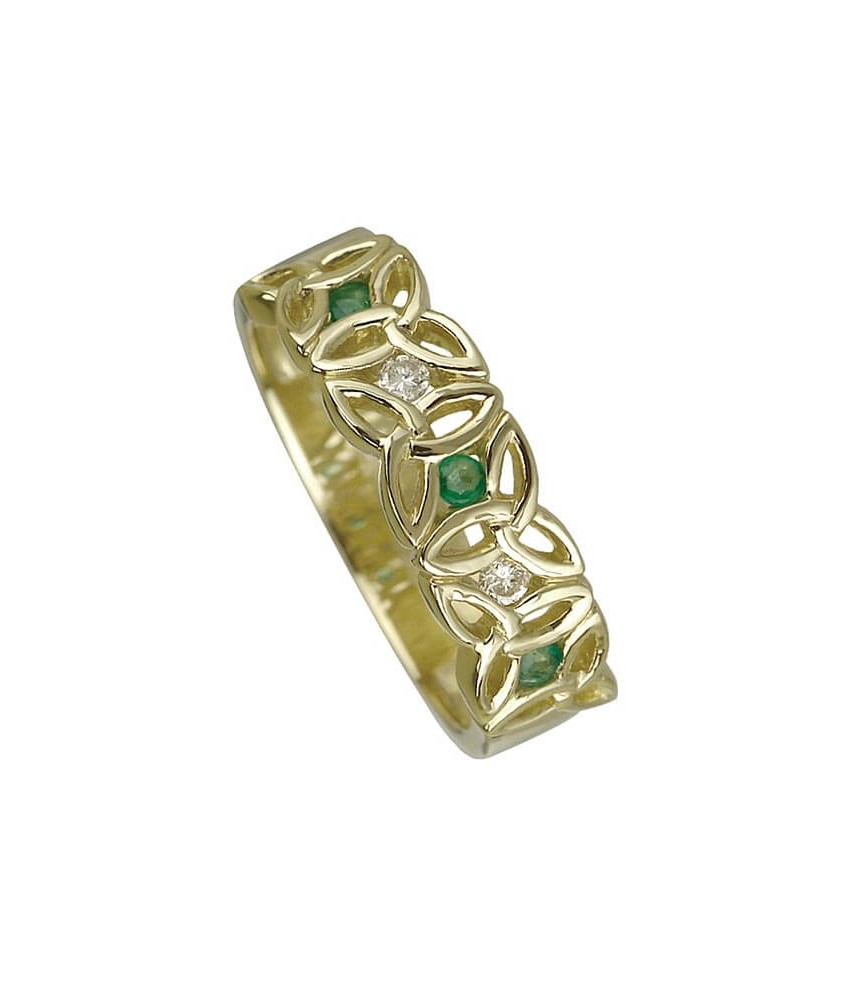 Celtic Ring with Emerald - Yellow Gold