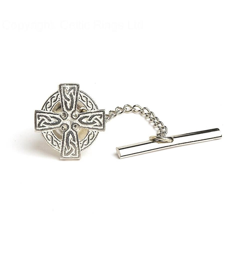 Celtic Cross Tie Pin - Silver