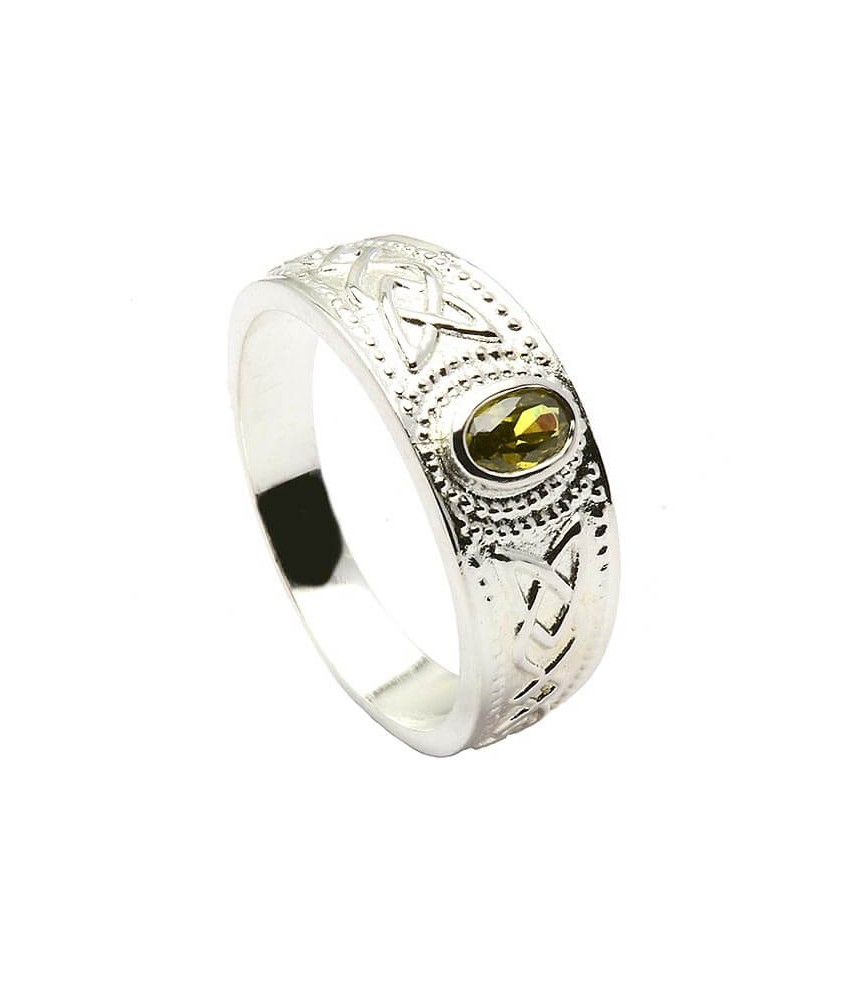 Keltischer Ring mit Peridot - Sterling Silber