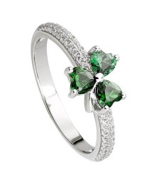 Green CZ Shamrock Ring