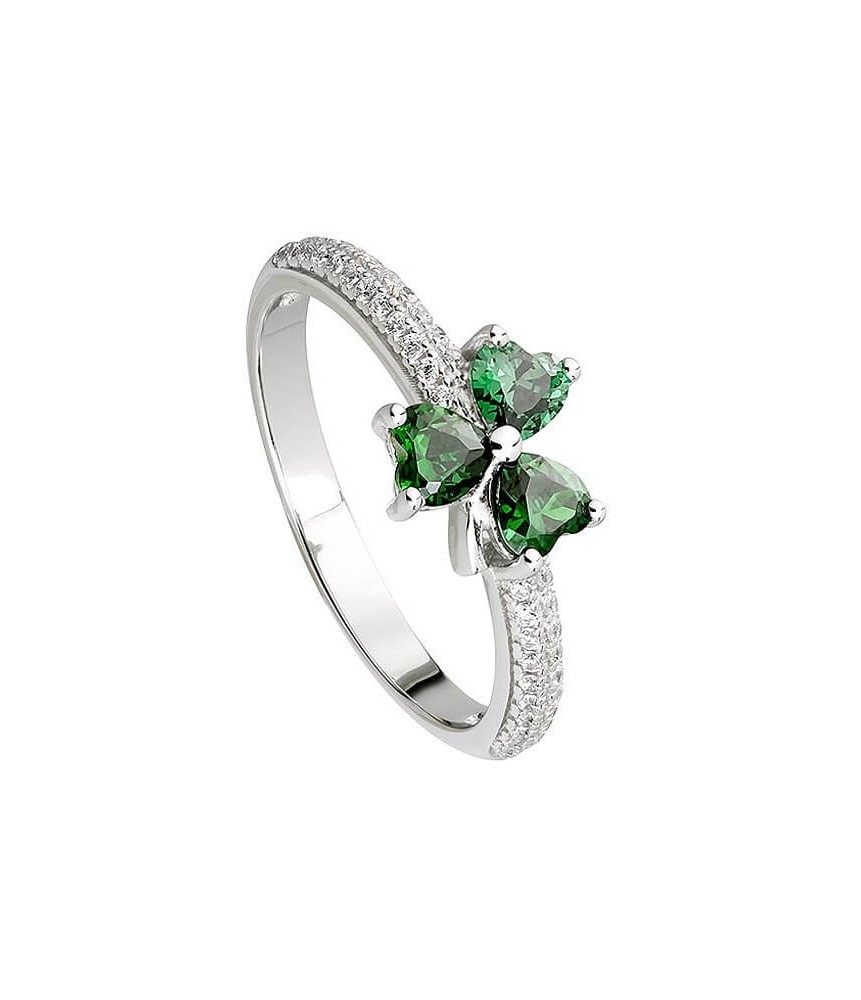 Green CZ Shamrock Ring