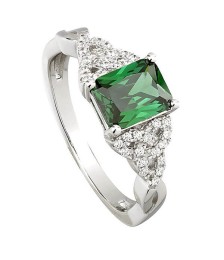 Trinity Knot Ring with Green CZ