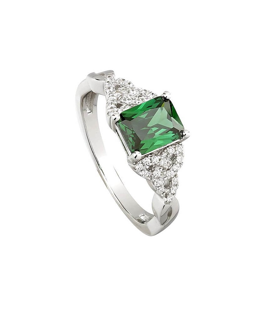 Trinity Knot Ring with Green CZ