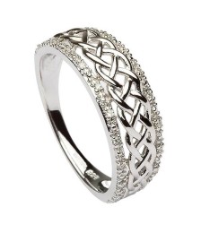 Women's Celtic Knot Ring with Diamond Rims