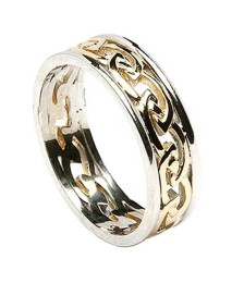 Bague éternelle noeud celtique femme avec garniture - Jaune avec bordure blanche