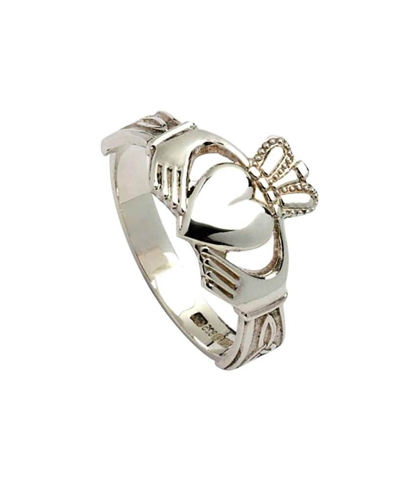 Mens Claddagh with Trinity Knots - Silver