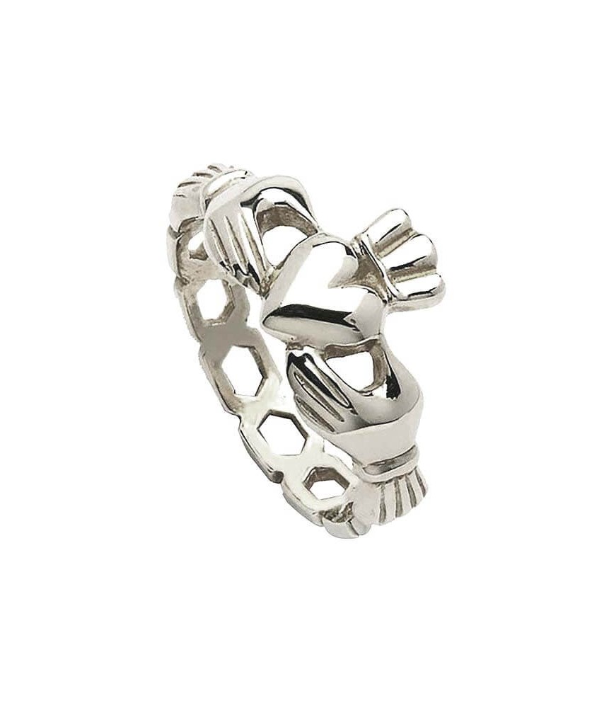 Herren Kettenglied Claddagh Ring - Silber