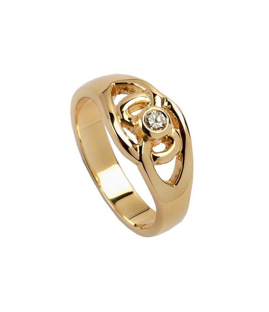 Bague à diamant avec noeud celtique - Or jaune