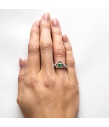 May Birthstone Claddagh Ring - On the finger