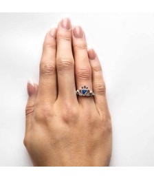 September Birthstone Claddagh Ring - On the finger