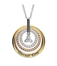 Celtic Trinity Round CZ Pendant