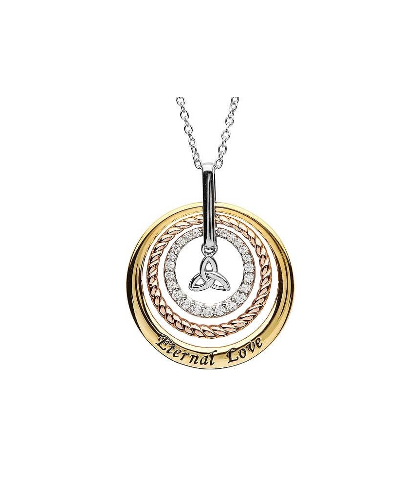 Celtic Trinity Round CZ Pendant