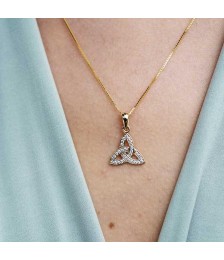 Encrusted Trinity Knot Necklace - On Neck