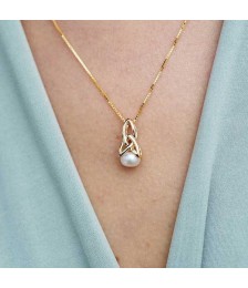 Pearl Trinity Necklace - On Neck