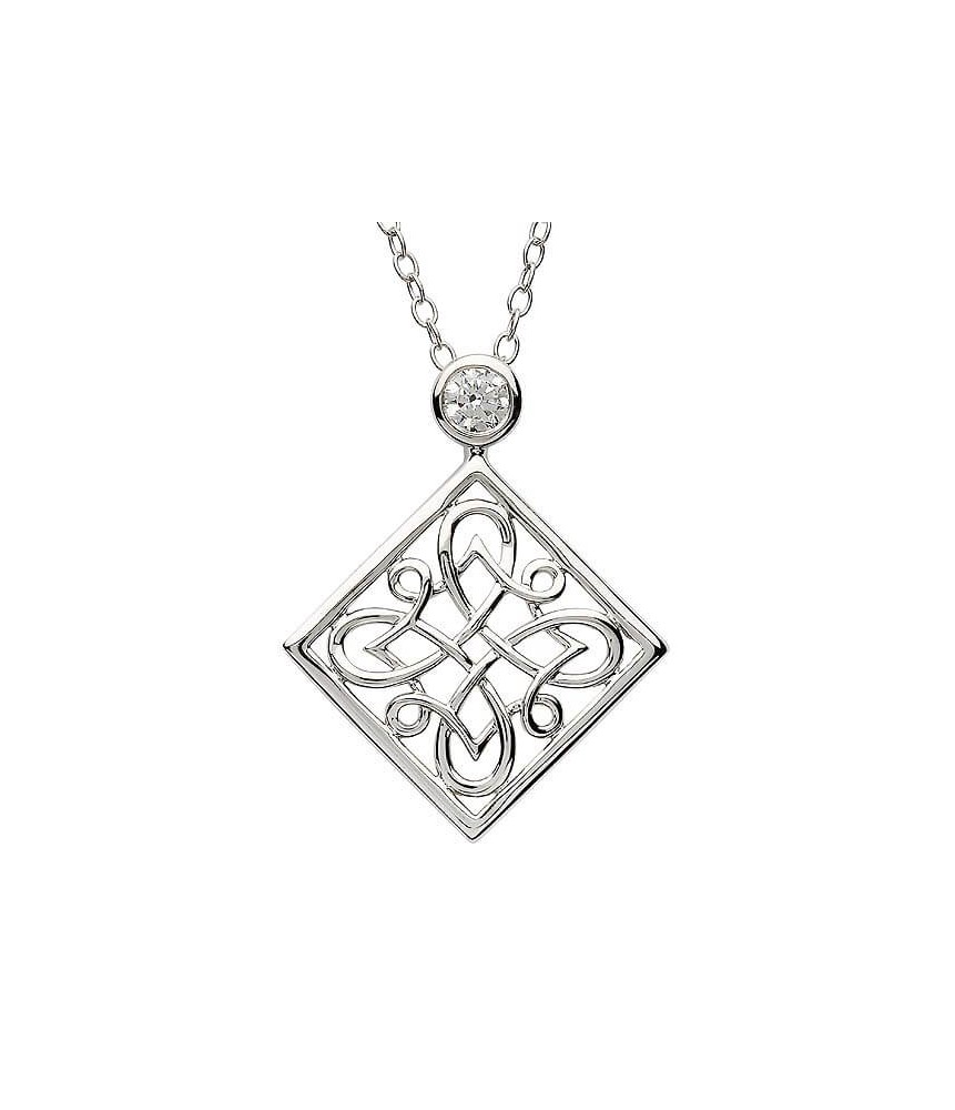 Silver Celtic Knot Pendant with Zirconia