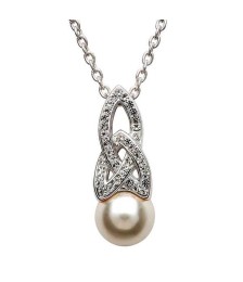 Celtic Pearl Pendant with Swarovski Crystals