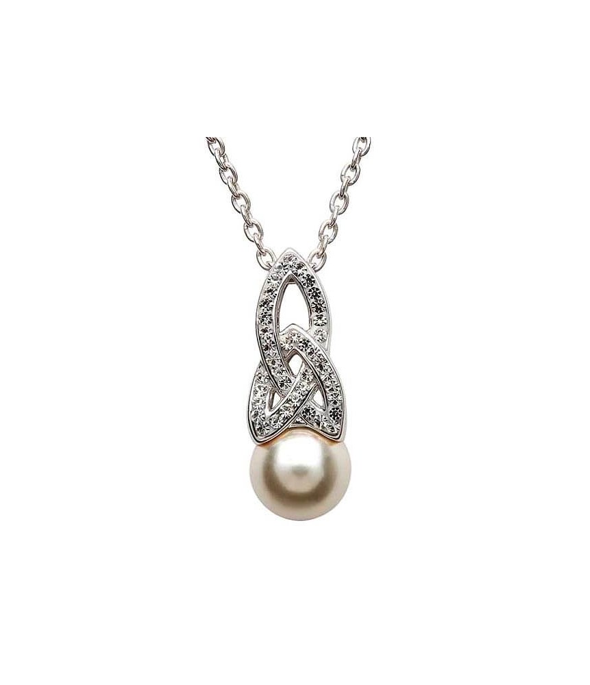 Celtic Pearl Pendant with Swarovski Crystals