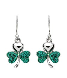 Shamrock Earrings with Swarovski Crystals