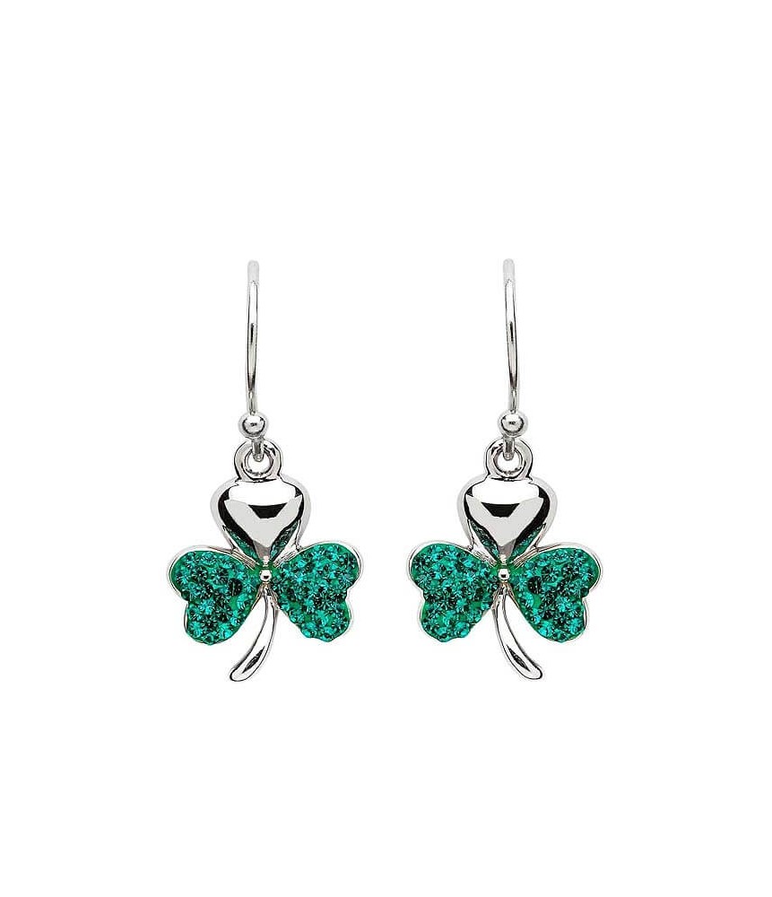 Shamrock Earrings with Swarovski Crystals